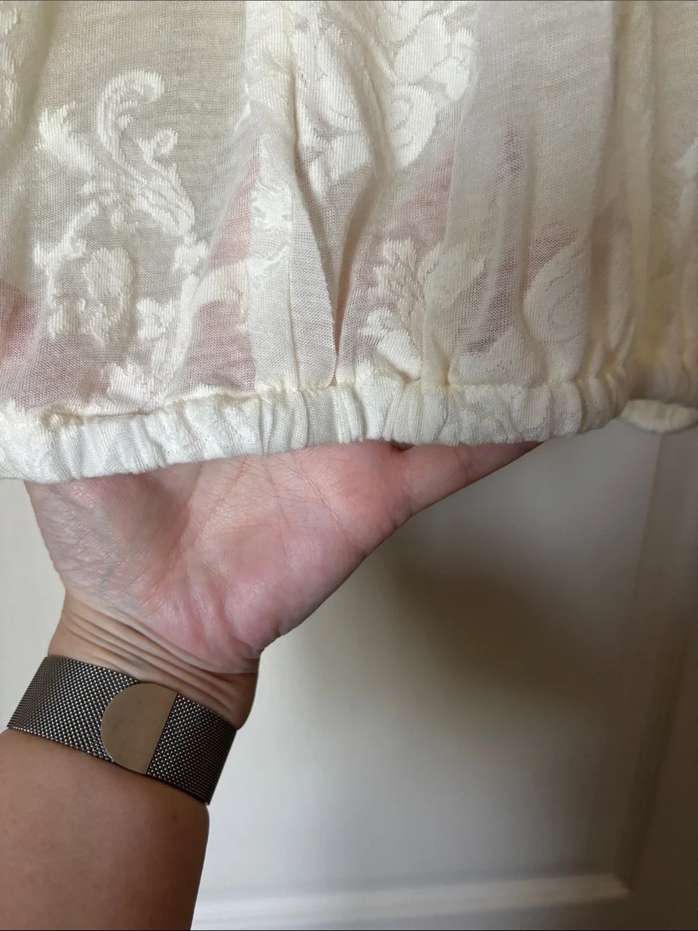 Anthropologie Ivory Floral Sheer Peasant Blouse. - Picture 6 of 7